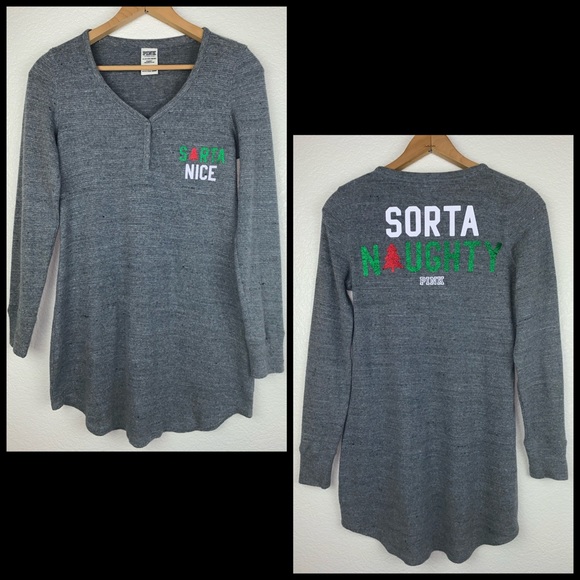 VS PINK Christmas Henley Thermal Sleepshirt Dress - Picture 4 of 8